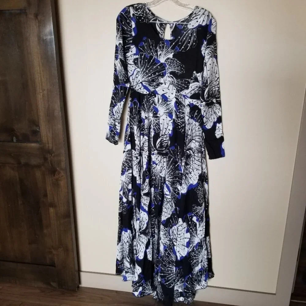 Free People First Kiss Maxi Dress Blue Black S - Picture 13 of 14